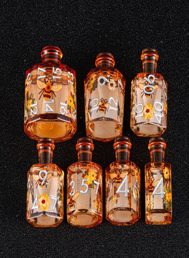 Maywin DND Potion Dice Set, Liquid core Bee Dice Set, Sharp Edge Translucent Dice for Role Playing Table Games (Bottle, Bottle-Bee) - Image 5